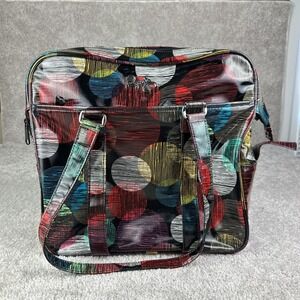 Roxy Vintage Y2K Circles Oil Cloth Overnight‎ Duffle Travel Bag Mod Preppy Retro